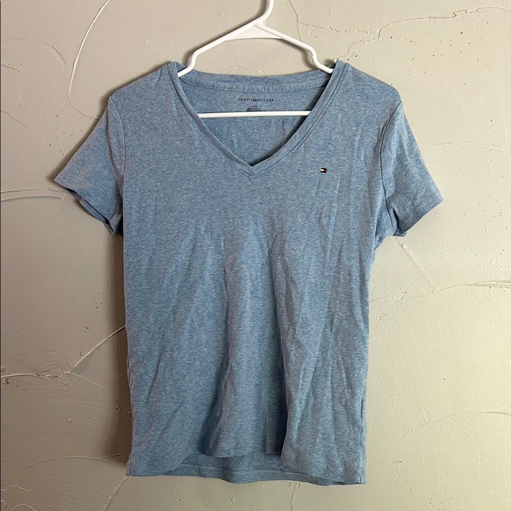 Tommy Hilfiger Women's Blue V-Neck T-Shirt